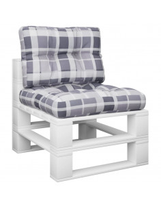 Cuscini per Pallet 2 pz Grigi a Quadri in Tessuto 2