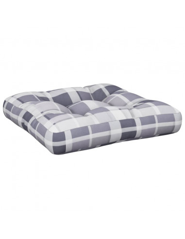 Cuscini per Pallet 2 pz Grigi a Quadri in Tessuto