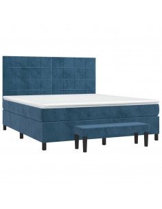 Giroletto a Molle con Materasso Blu Scuro 180x200 cm in Velluto 2