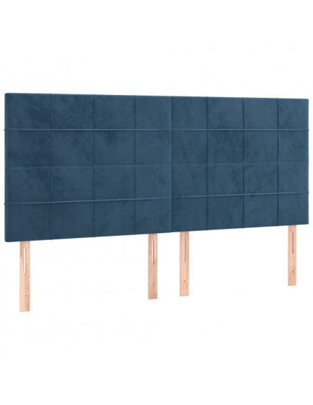 Giroletto a Molle con Materasso Blu Scuro 180x200 cm in Velluto