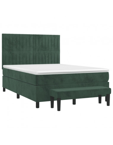 Giroletto a Molle con Materasso Verde Scuro 140x190 cm Velluto