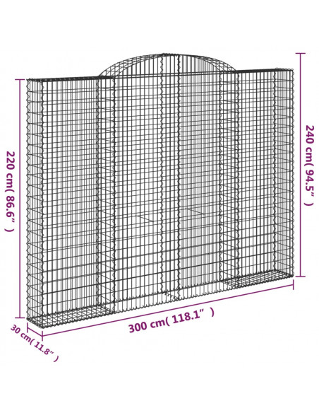 Cesti Gabbioni ad Arco 5 pz 300x30x220/240 cm Ferro Zincato