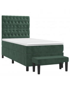 Giroletto a Molle con Materasso Verde Scuro 90x200 cm Velluto 2