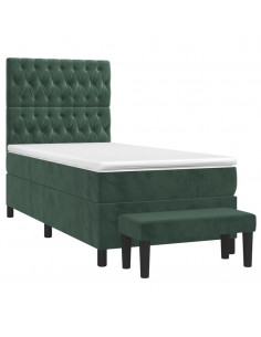 Giroletto a Molle con Materasso Verde Scuro 80x200 cm Velluto 2
