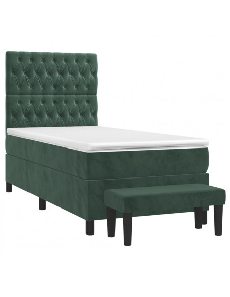 Giroletto a Molle con Materasso Verde Scuro 80x200 cm Velluto