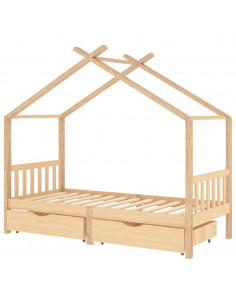 Giroletto per Bambini con Cassetti in Pino Massello 90x200 cm