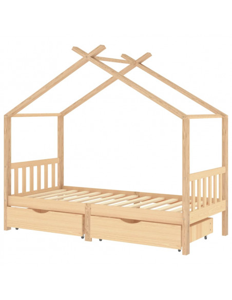 Giroletto per Bambini con Cassetti in Pino Massello 90x200 cm