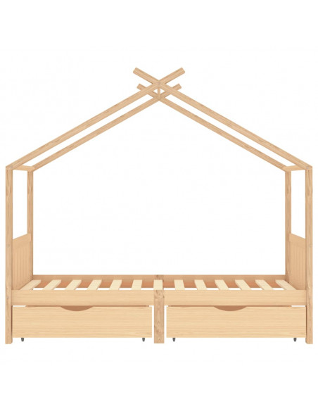 Giroletto per Bambini con Cassetti in Pino Massello 90x200 cm