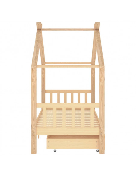 Giroletto per Bambini con Cassetti in Pino Massello 90x200 cm