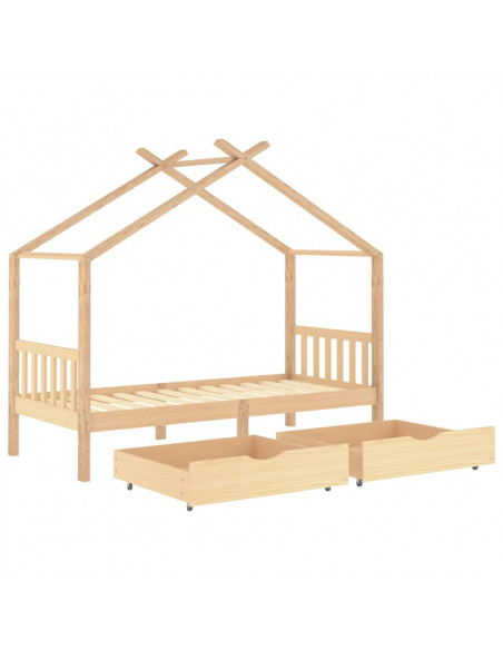 Giroletto per Bambini con Cassetti in Pino Massello 90x200 cm