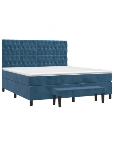 Giroletto a Molle con Materasso Blu Scuro 180x200 cm in Velluto