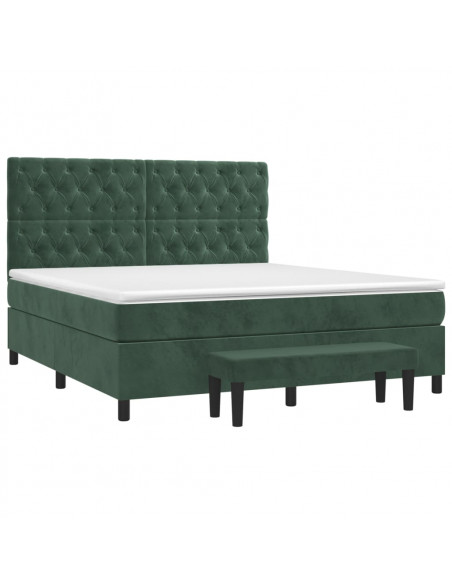 Giroletto a Molle con Materasso Verde Scuro 160x200 cm Velluto