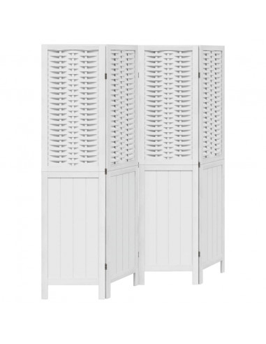 Divisorio Ambienti 4Pannelli Bianco Legno Massello di Paulownia