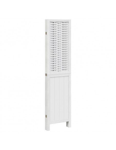 Divisorio Ambienti 4Pannelli Bianco Legno Massello di Paulownia
