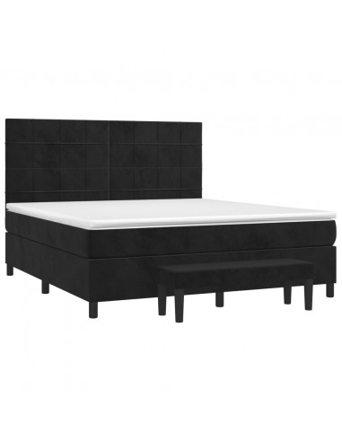 Giroletto a Molle con Materasso Nero 160x200 cm in Velluto