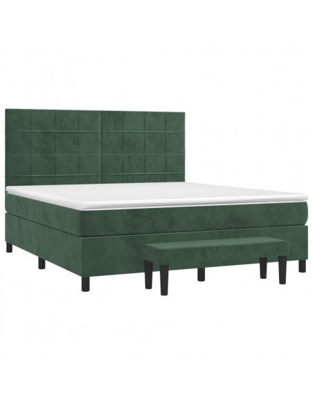 Giroletto a Molle con Materasso Verde Scuro 160x200 cm Velluto