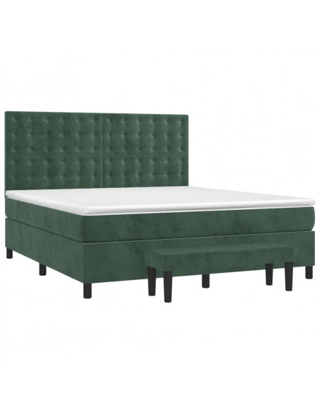 Giroletto a Molle con Materasso Verde Scuro 180x200 cm Velluto
