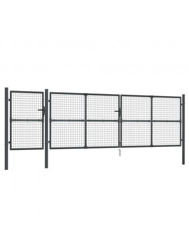 Cancello da Giardino in Rete Antracite 500x125 cm in Acciaio Zincato