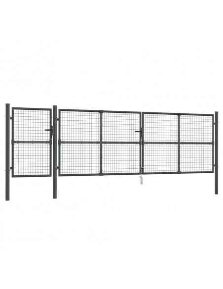 Cancello da Giardino Rete Antracite 500x175 cm Acciaio Zincato