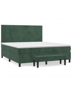 Giroletto a Molle con Materasso Verde Scuro 180x200 cm Velluto