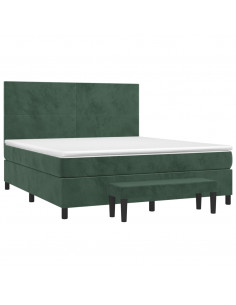 Giroletto a Molle con Materasso Verde Scuro 180x200 cm Velluto 2