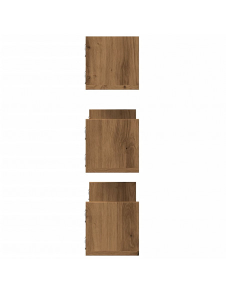 Mensole Parete 3pz Rovere Artigianale 58x18x18 cm in Truciolato