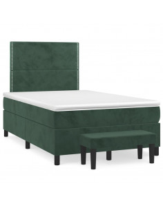 Giroletto a Molle con Materasso Verde Scuro 120x200 cm Velluto