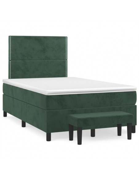 Giroletto a Molle con Materasso Verde Scuro 120x200 cm Velluto