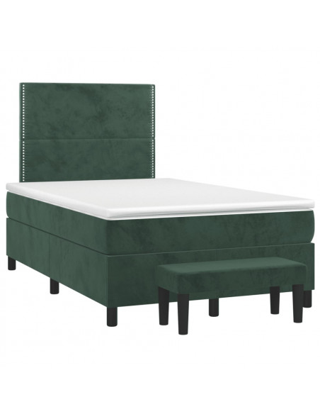 Giroletto a Molle con Materasso Verde Scuro 120x200 cm Velluto