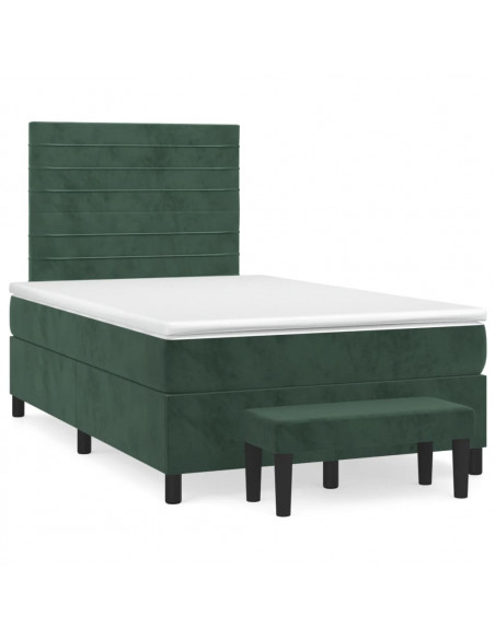 Giroletto a Molle con Materasso Verde Scuro 120x200 cm Velluto