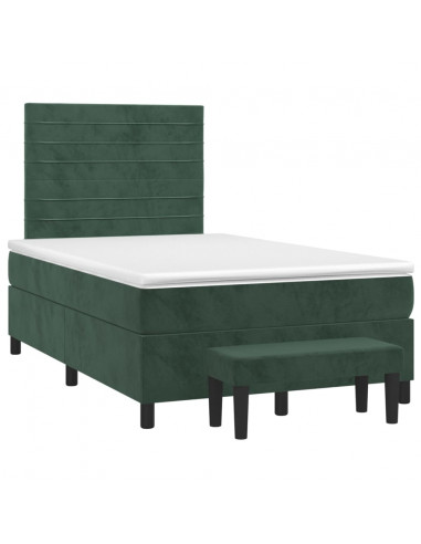 Giroletto a Molle con Materasso Verde Scuro 120x200 cm Velluto
