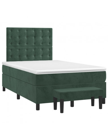 Giroletto a Molle con Materasso Verde Scuro 120x200 cm Velluto