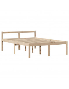 Letto per Anziani con Testiera 140x190 cm Legno Massello Pino 2