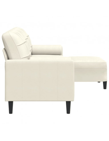 Divano a 3 Posti con Poggiapiedi Crema 210cm in Velluto