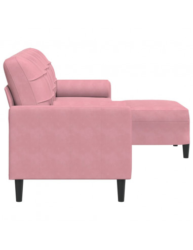 Divano a 3 Posti con Poggiapiedi rosa 210cm in Velluto