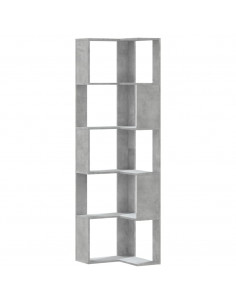Libreria Angolare 5Ripiani Grigio Cemento 50x50x179 cm Legno