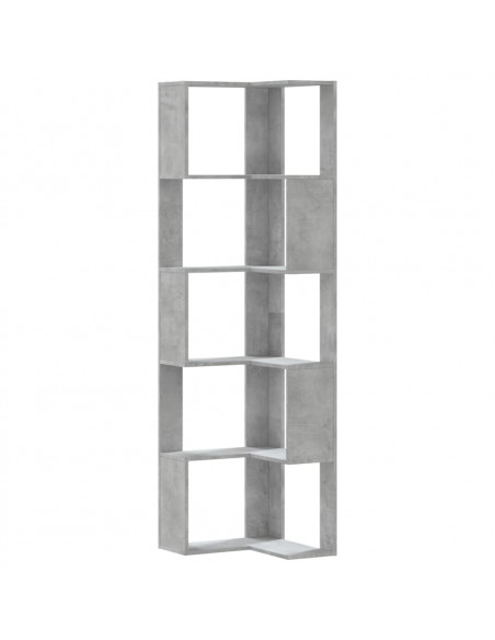 Libreria Angolare 5Ripiani Grigio Cemento 50x50x179 cm Legno