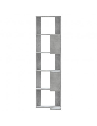 Libreria Angolare 5Ripiani Grigio Cemento 50x50x179 cm Legno