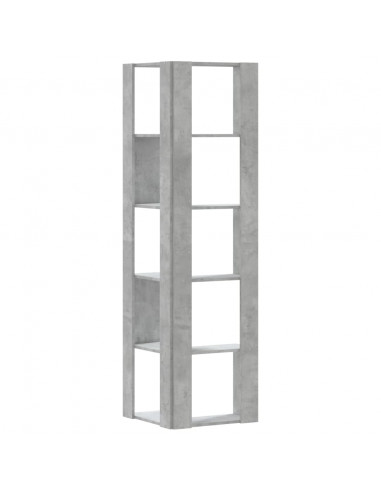 Libreria Angolare 5Ripiani Grigio Cemento 50x50x179 cm Legno