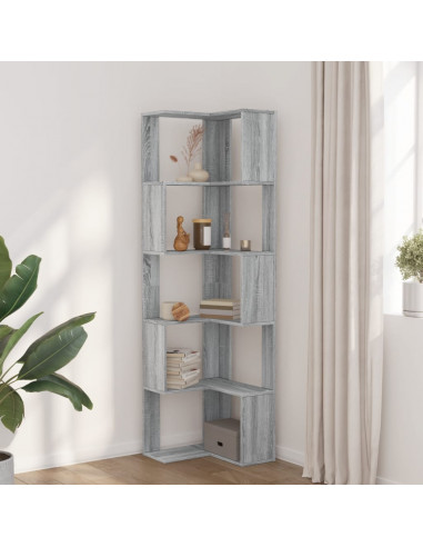 Libreria Angolare 5Ripiani Grigio Sonoma 50x50x179 cm Legno