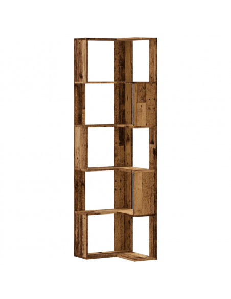 Libreria Angolare 5Ripiani Legno Vecchio 50x50x179 cm Legno