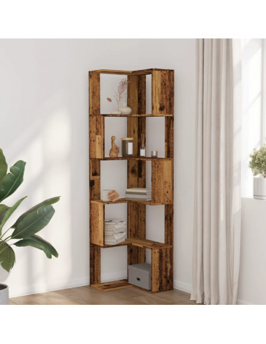 Libreria Angolare 5Ripiani Legno Vecchio 50x50x179 cm Legno