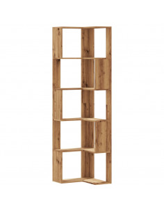 Libreria Angolare 5Ripiani Rovere Artigianale 50x50x179cm Legno