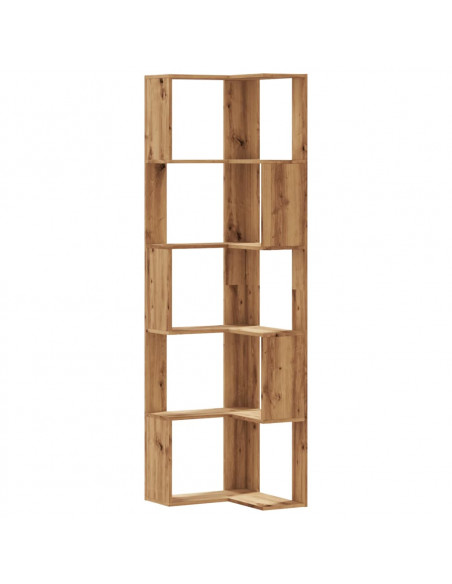 Libreria Angolare 5Ripiani Rovere Artigianale 50x50x179cm Legno