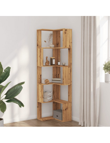 Libreria Angolare 5Ripiani Rovere Artigianale 50x50x179cm Legno