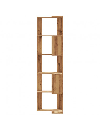 Libreria Angolare 5Ripiani Rovere Artigianale 50x50x179cm Legno