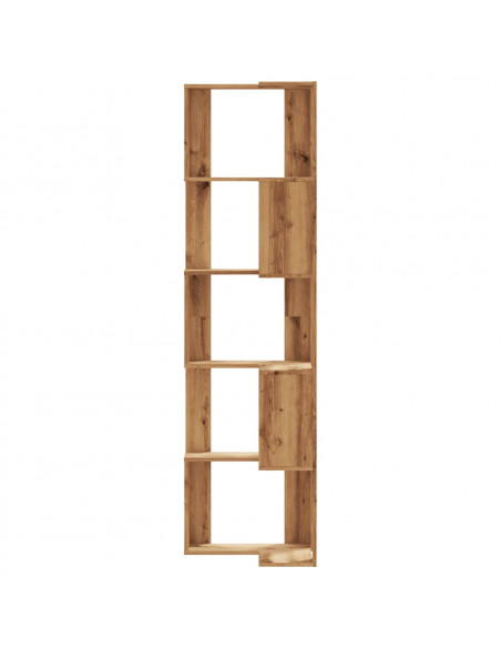 Libreria Angolare 5Ripiani Rovere Artigianale 50x50x179cm Legno