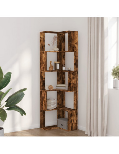 Libreria Angolare 5Ripiani Rovere Fumo 50x50x179 cm Multistrato