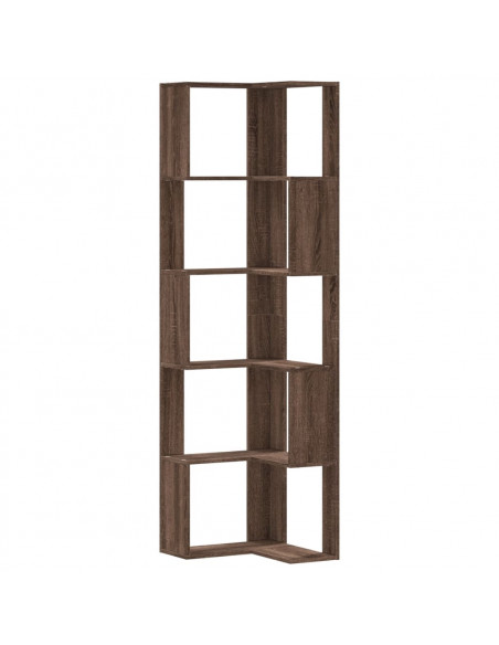Libreria Angolare 5Ripiani Rovere Marrone 50x50x179 cm Legno