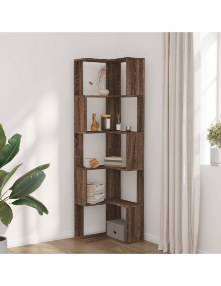 Libreria Angolare 5Ripiani Rovere Marrone 50x50x179 cm Legno